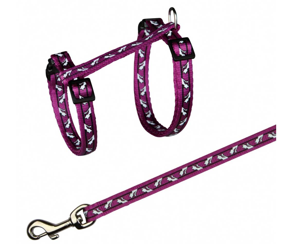 Шлейка Для Кошек с Поводком Trixie (Трикси) 1,2м 35-45см*1см*1,2м Нейлон с Рисунком 4142