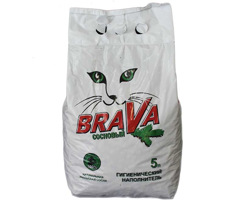 Наполнитель Для Кошачьего Туалета BRAVA (Брава) Сосновый Древесный 5л