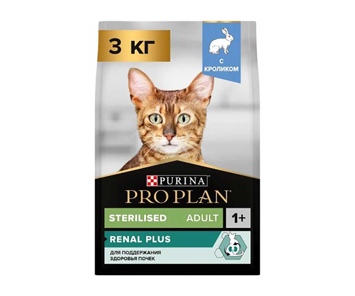 Сухой Корм Pro Plan (ПроПлан) Для Кастрированных Котов и Стерилизованных Кошек Кролик Optirenal Sterilised Rabbit 3кг