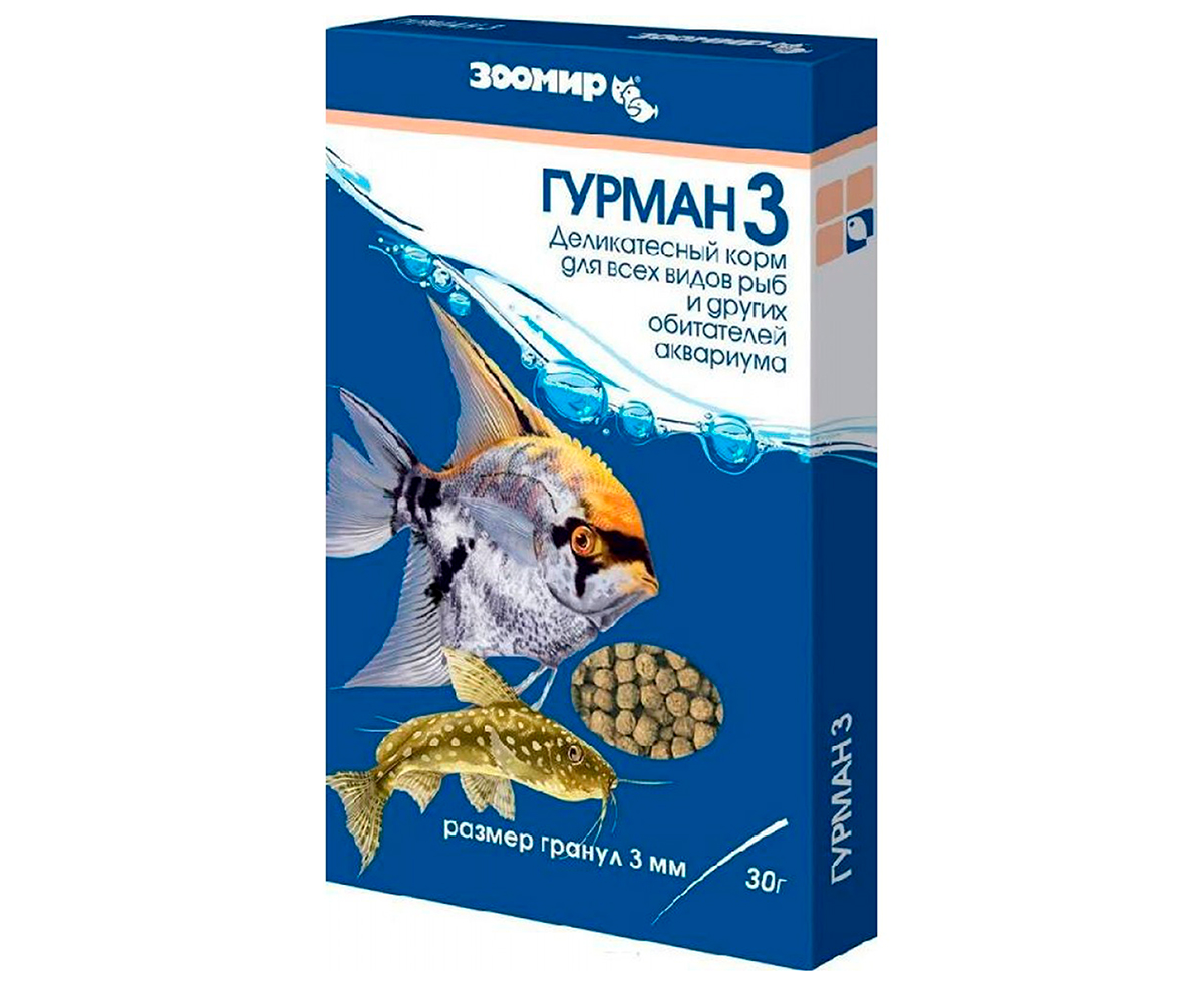 Корм Для Рыб Гурман-3 Зоомир Тонущие Гранулы 30г