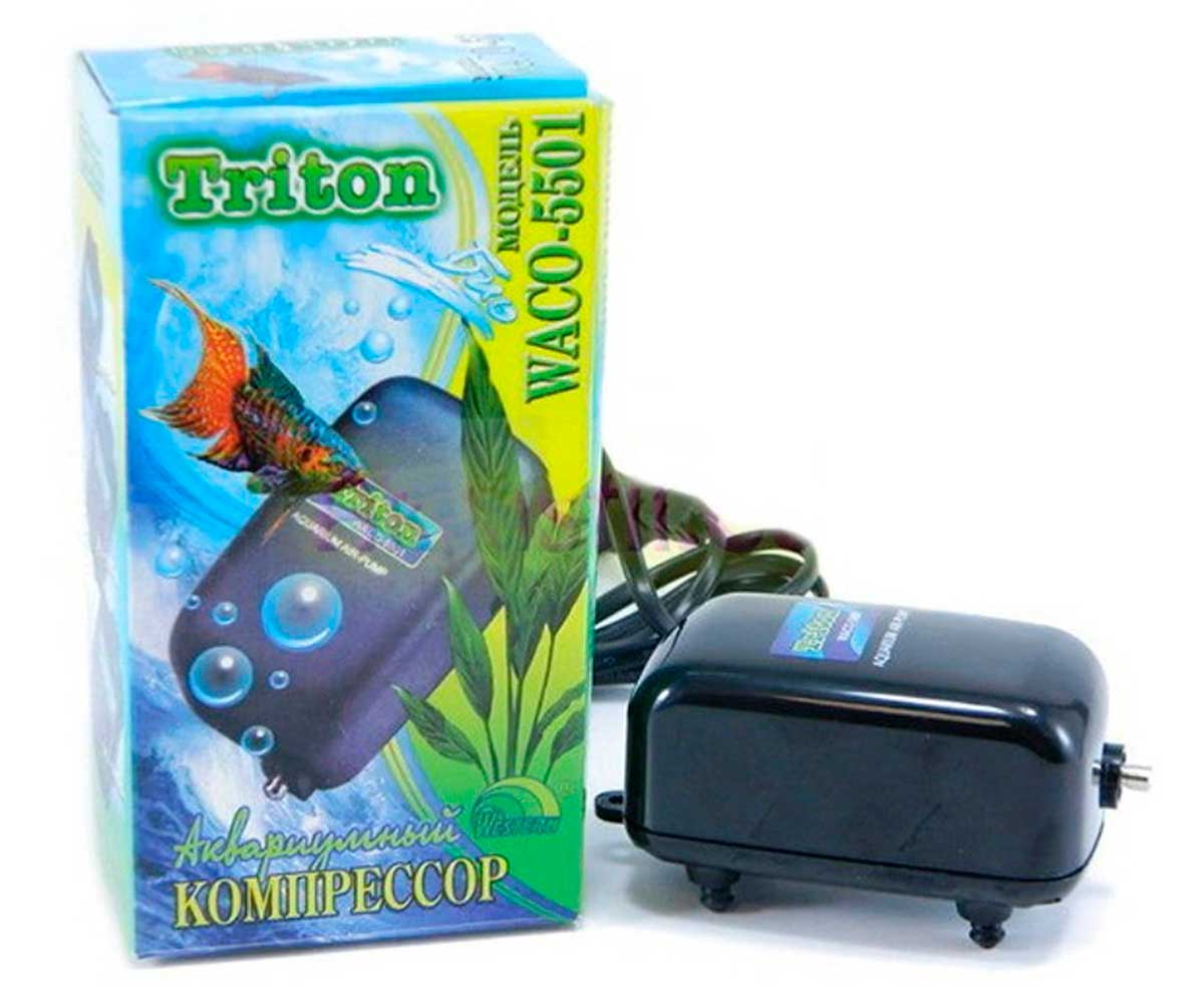 Компрессор Для Аквариума Triton (Тритон) WACO-5501 До 40-55л 2Вт 1,3л/мин Одноканальный