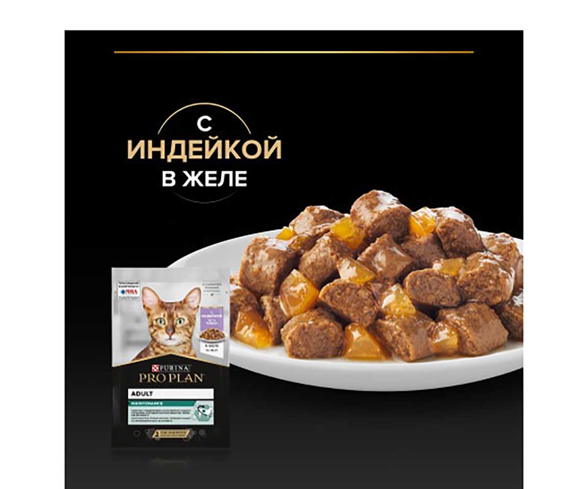 Влажный Корм Pro Plan (ПроПлан) Для Кошек Индейка в Желе Adult Turkey 85г (1*24)