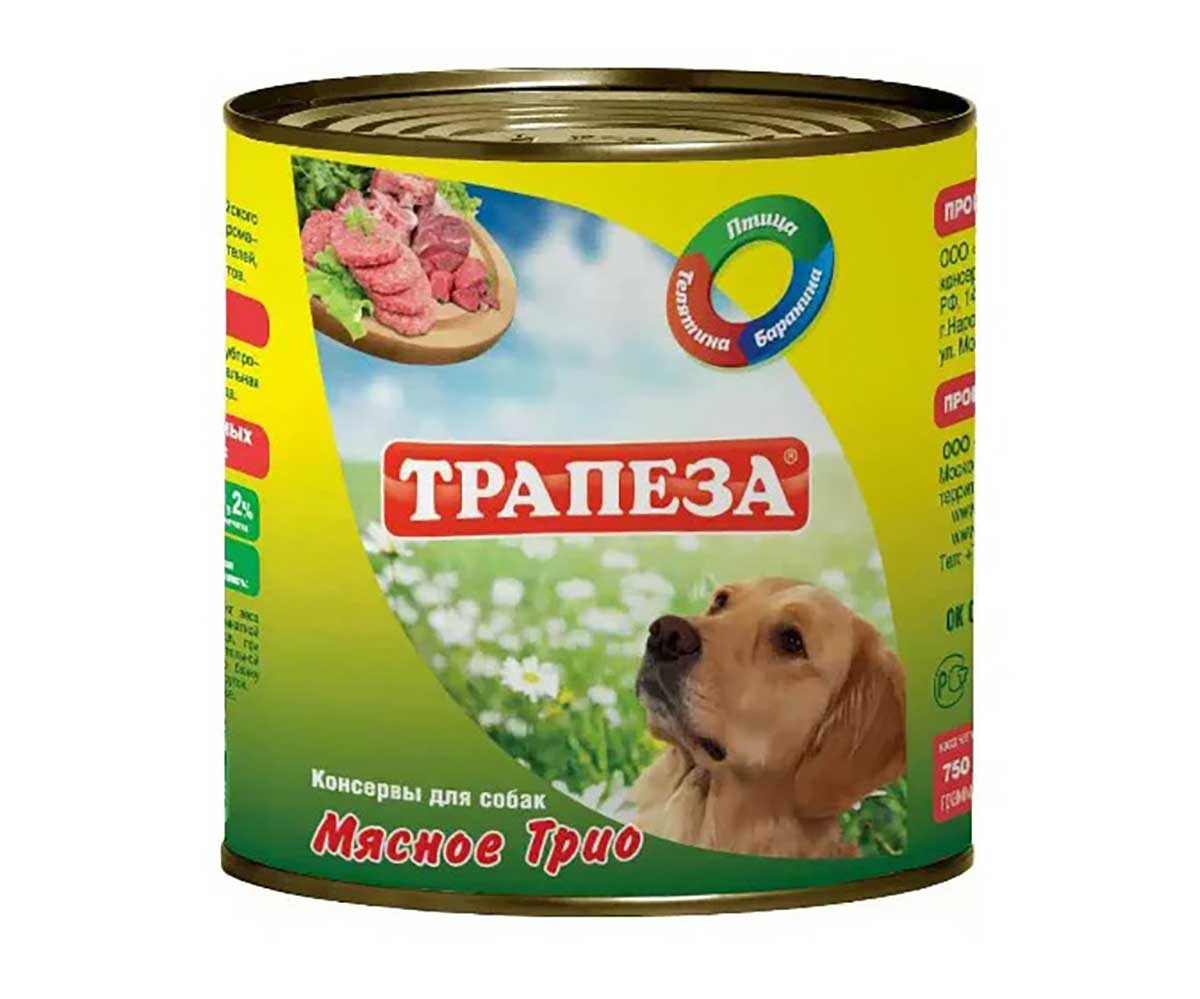 Консервы Трапеза Для Собак Всех Пород Мясное Трио 750г (1*9)