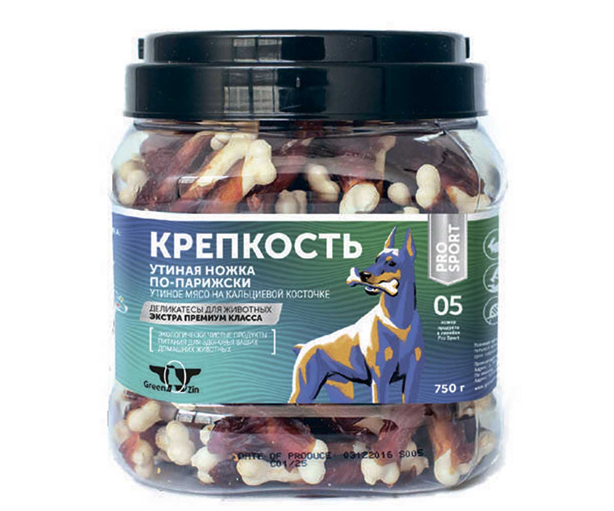 Лакомство Для Собак Green Qzin (Грин Кьюзин) Крепкость Кальцевая Косточка С Уткой 750г