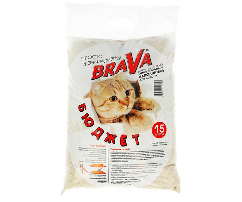 Наполнитель Для Кошачьего Туалета BRAVA (Брава) Бюджет Минеральный 15л (1*1)
