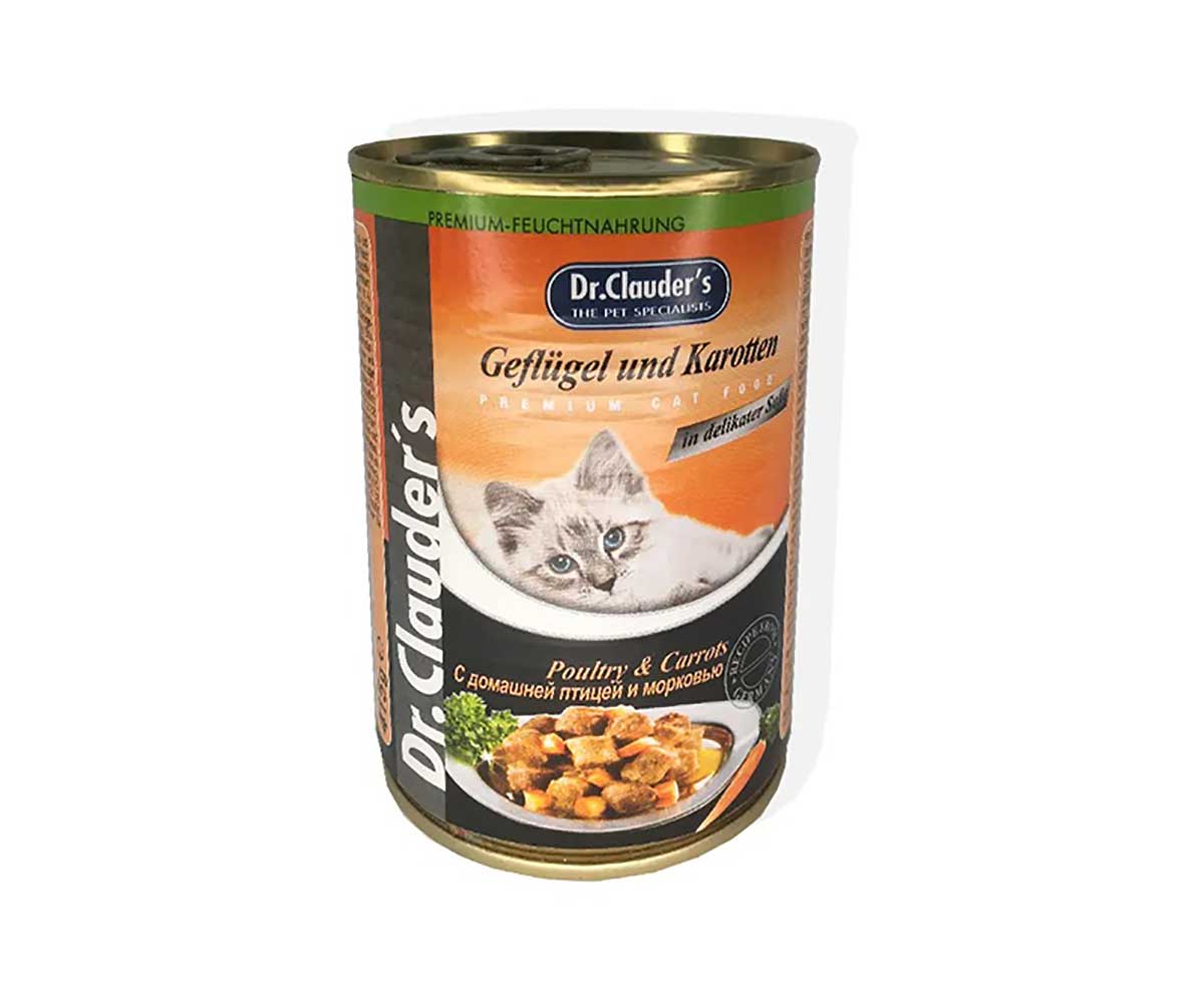 Консервы Dr.Clauders (Доктор Клаудер) Для Кошек Птица и Морковь Premium Cat Food 415г (1*20)
