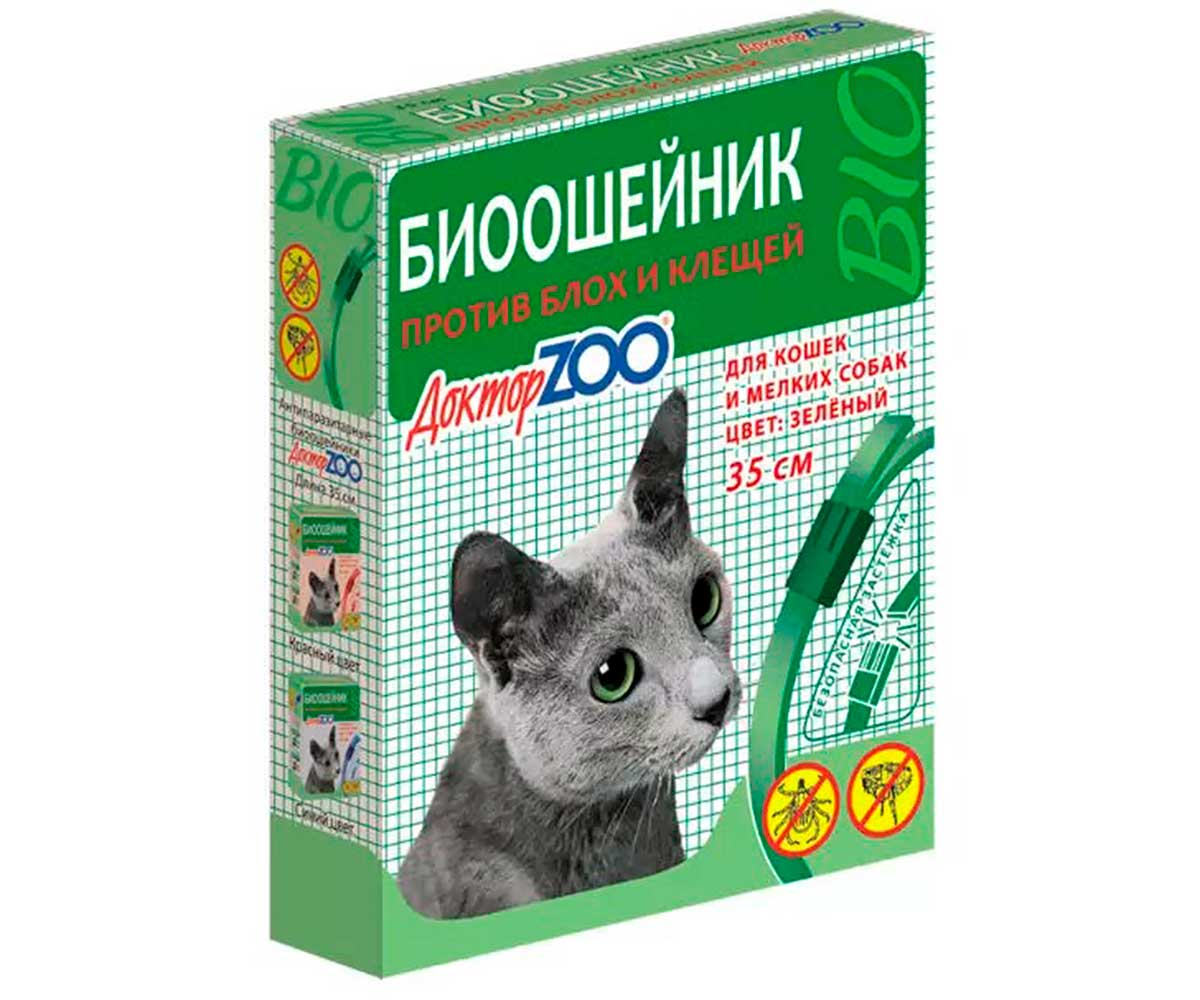 Доктор Zoo (Доктор Зоо) Биоошейник От Блох и Клещей Для Кошек Зеленый 35см