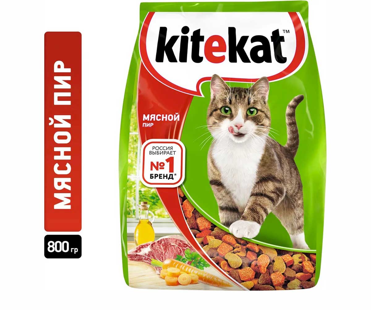 Сухой Корм Kitekat (Китекат) Для Кошек Мясной Пир 800г (1*10)
