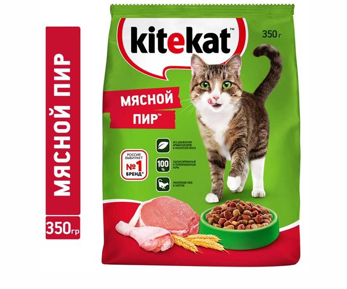 Сухой Корм Kitekat (Китекат) Для Кошек Мясной Пир 350г (1*18)