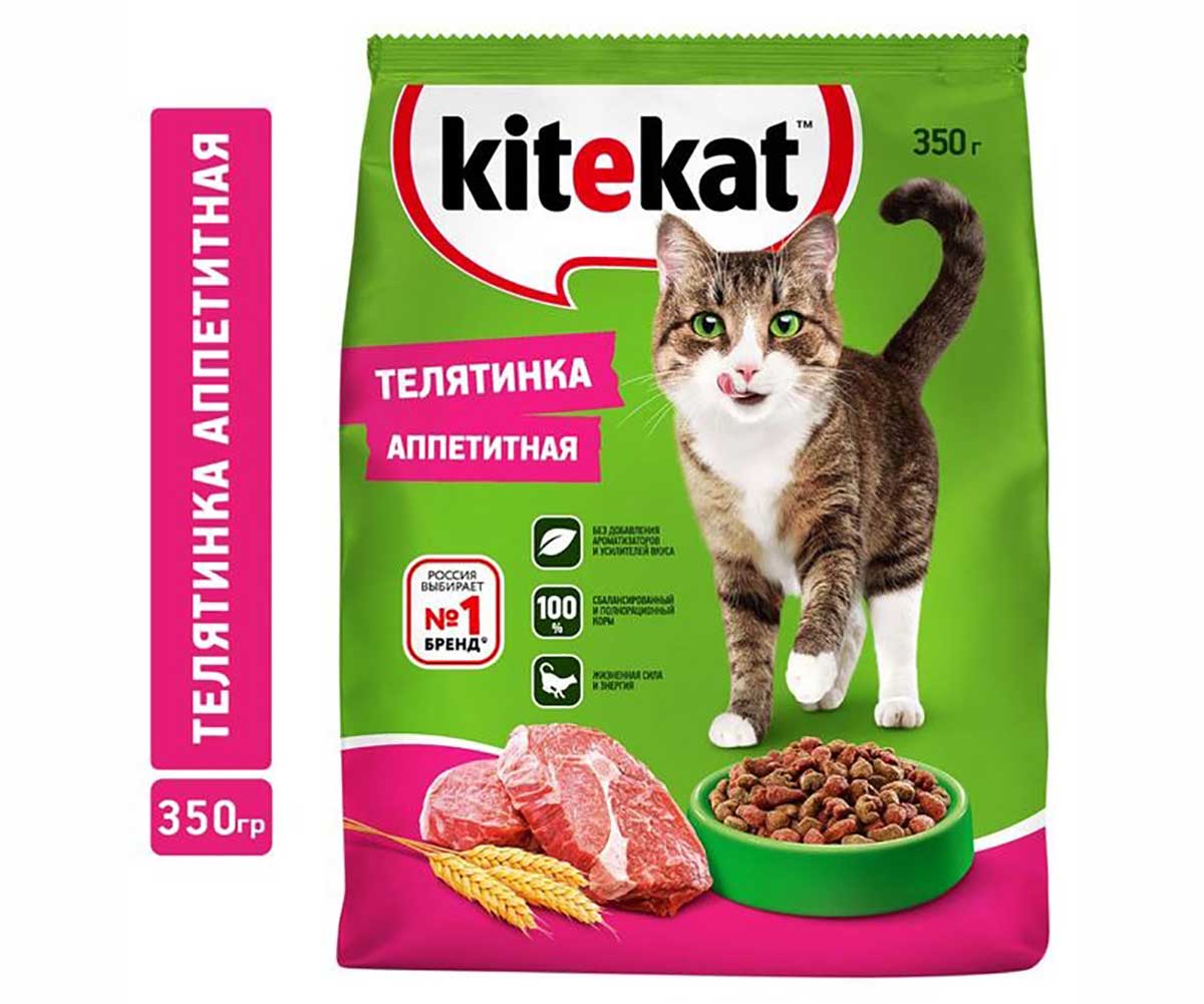 Сухой Корм Kitekat (Китекат) Для Кошек Телятинка Аппетитная 350г (1*18)