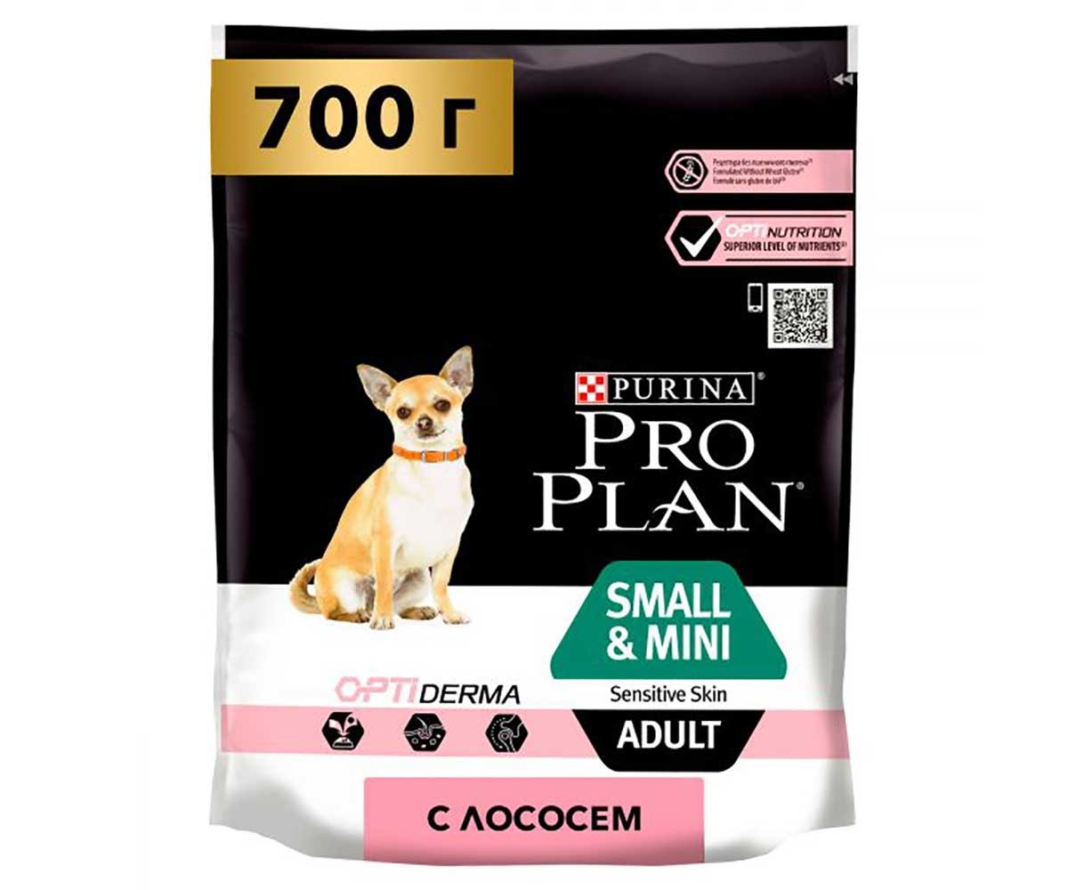 Сухой Корм Proplan (Проплан) Для Собак Миниатюрных и Мелких Пород с Чувствительной Кожей Лосось и Рис Adult Dog Optiderma Small & Mini Sensitive Skin 700г (1*8)