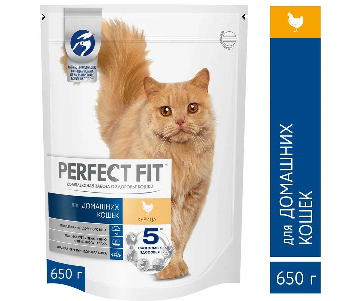 Сухой Корм Perfect Fit (Перфект Фит) Для Домашних Кошек Курица 650г (1*10)