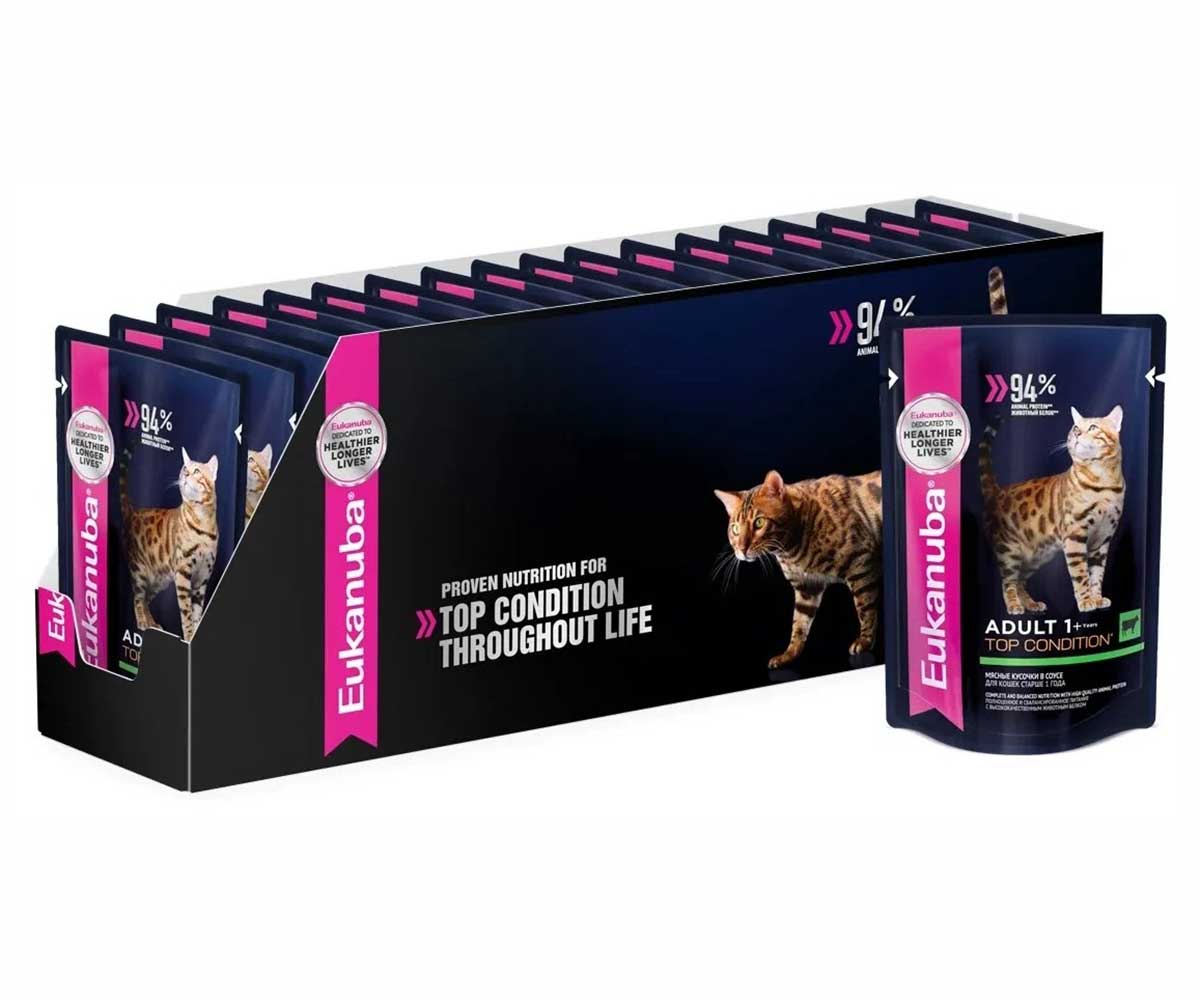 Влажный Корм Eukanuba (Эукануба) Для Кошек Говядина в Соусе Adult Beef 85г