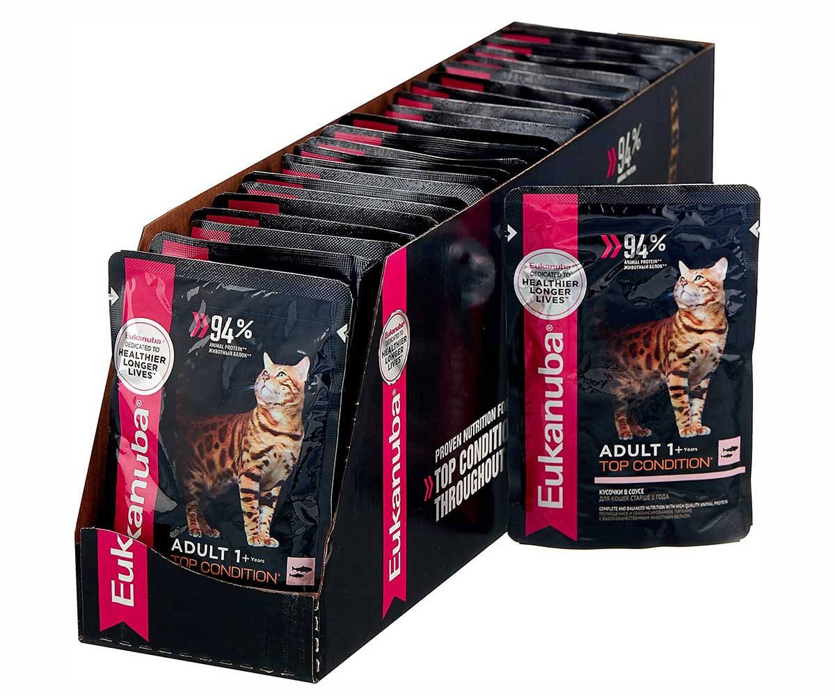 Влажный Корм Eukanuba (Эукануба) Для Кошек Лосось в Соусе Adult Salmon 85г