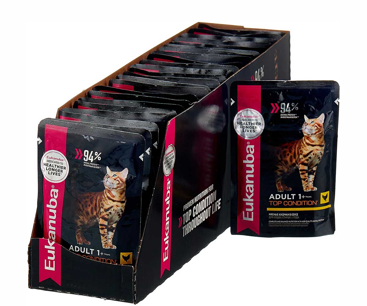 Влажный Корм Eukanuba (Эукануба) Для Кошек Курица в Соусе Adult Chicken 85г