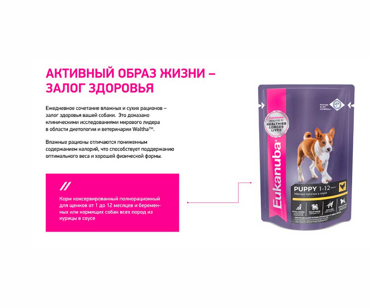 Влажный Корм Eukanuba (Эукануба) Для Щенков Всех Пород Курица в Соусе Puppy Chicken 85г