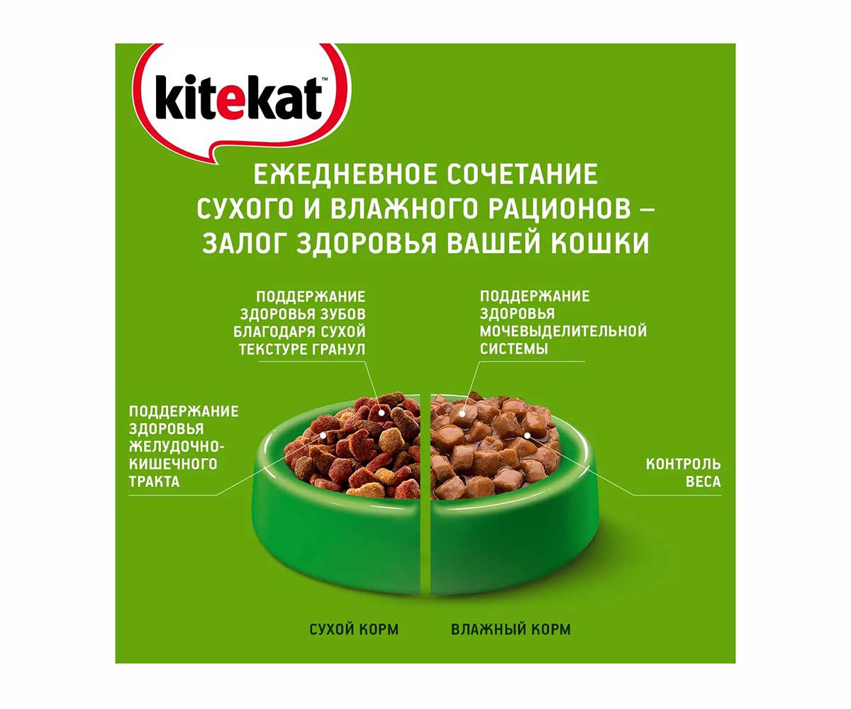 Влажный Корм Kitekat (Китикэт) Для Кошек Сочная Говядина в Желе 85г (1*24)