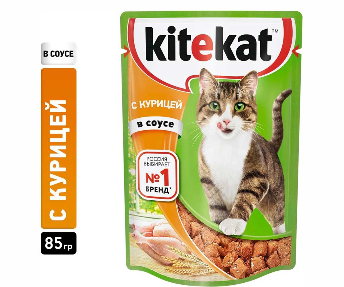 Влажный Корм Kitekat (Китикэт) Для Кошек Курица в Соусе 85г (1*24)