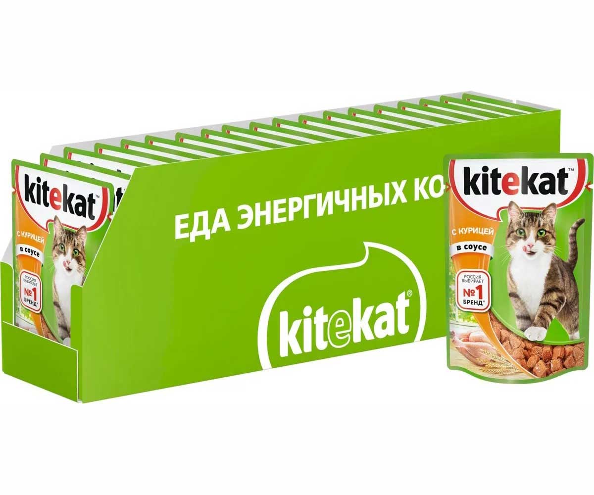 Влажный Корм Kitekat (Китикэт) Для Кошек Курица в Соусе 85г (1*24)