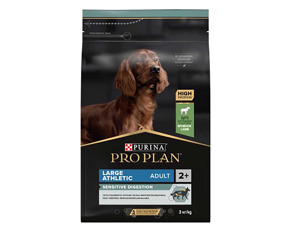 Сухой Корм ProPlan (Проплан) Для Собак Крупных Пород с Атлетическим Телосложением с Чувствительным Пищеварением Ягненок и Рис Adult Dog Optidigest Large Athletic Sensitive Digestion 3кг (1*4)