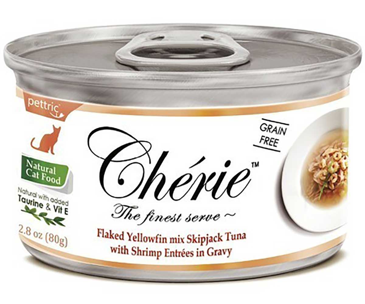 Консервы Pettric (Пэттрик) Cherie Для Кошек Тунец и Креветки в Подливке Yellowfin mix Skipjack Tuna with Shrimp in Gravy 80г