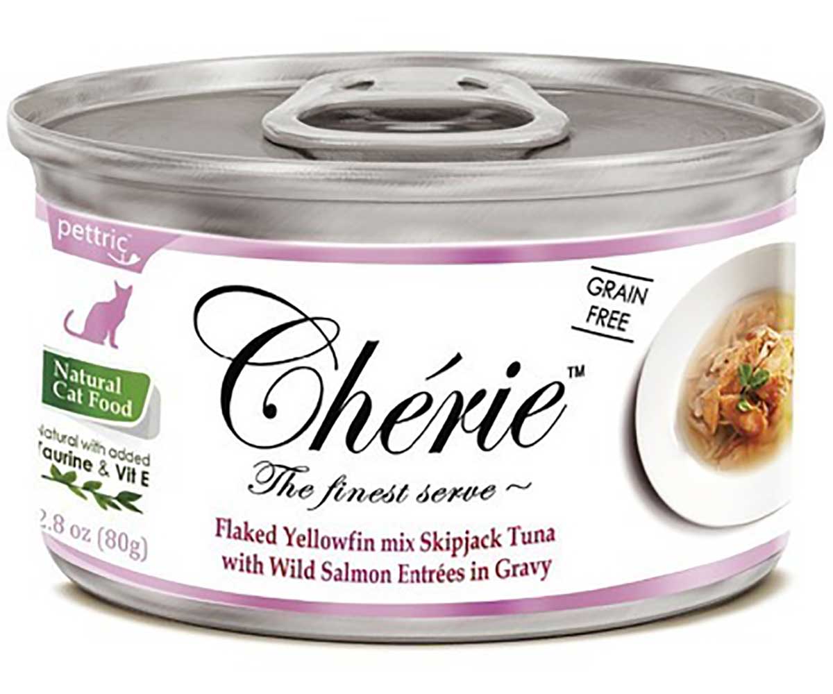 Консервы Pettric (Пэттрик) Cherie Для Кошек Тунец и Лосось в Подливке Yellowfin mix Skipjack Tuna with Salmon in Gravy 80г