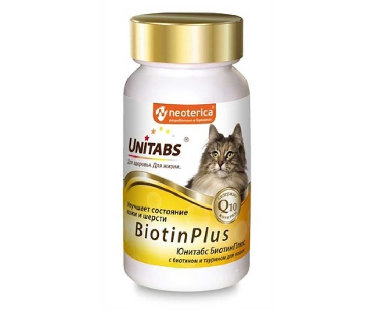 Для Кошек  Unitabs (Юнитабс) BiotinPlus Q10 Витамины Для Улучшения Кожи и Шерсти U301