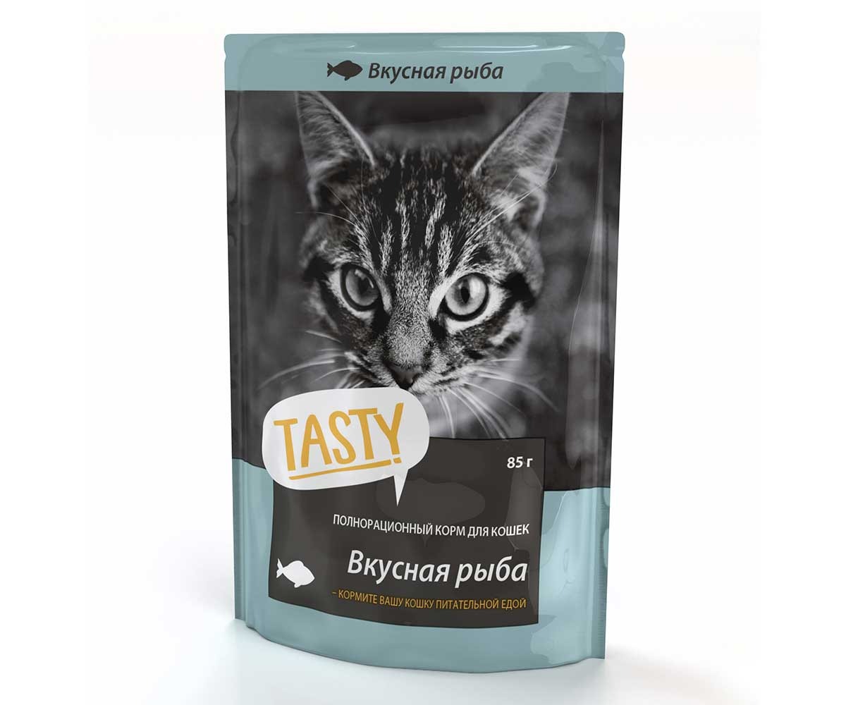 Влажный Корм Tasty (Тэсти) Для Кошек Рыба в Желе 85г (1*25)