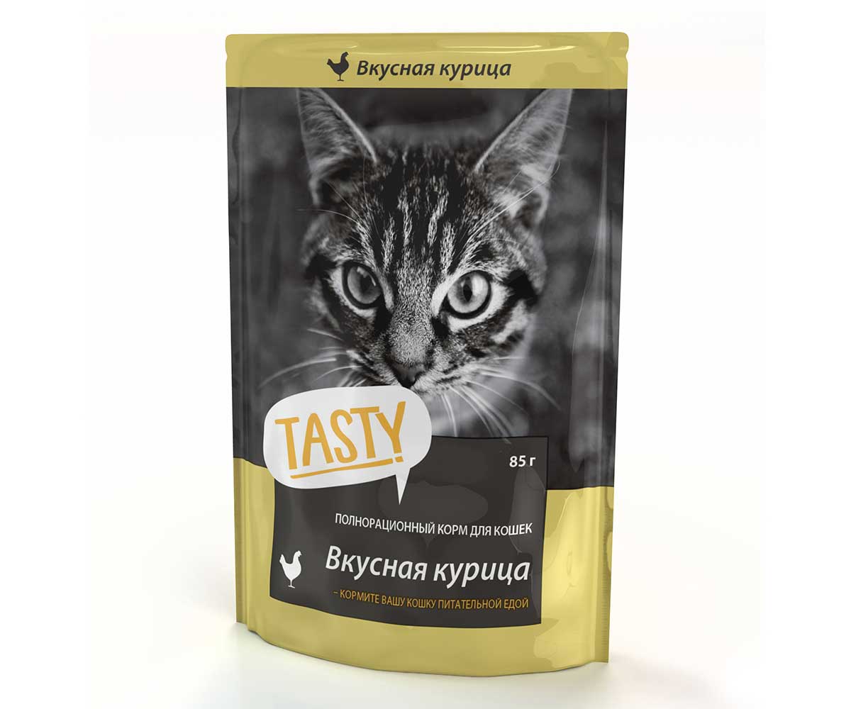 Влажный Корм Tasty (Тэсти) Для Кошек Курица в Желе 85г (1*25)