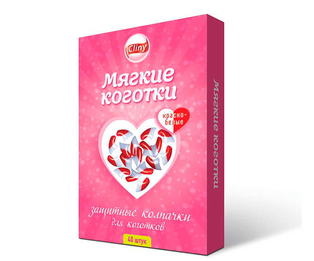 Антицарапки Для Кошек Cliny (Клини) Коготки Мягкие Красно-Белые 40шт К207