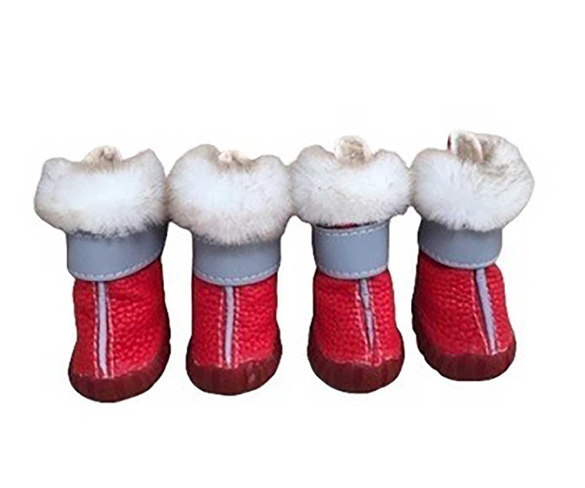 Угги Для Собак Мелких Пород Опушка 5 Мех Красный Pet Fashion (Пет Фешн)