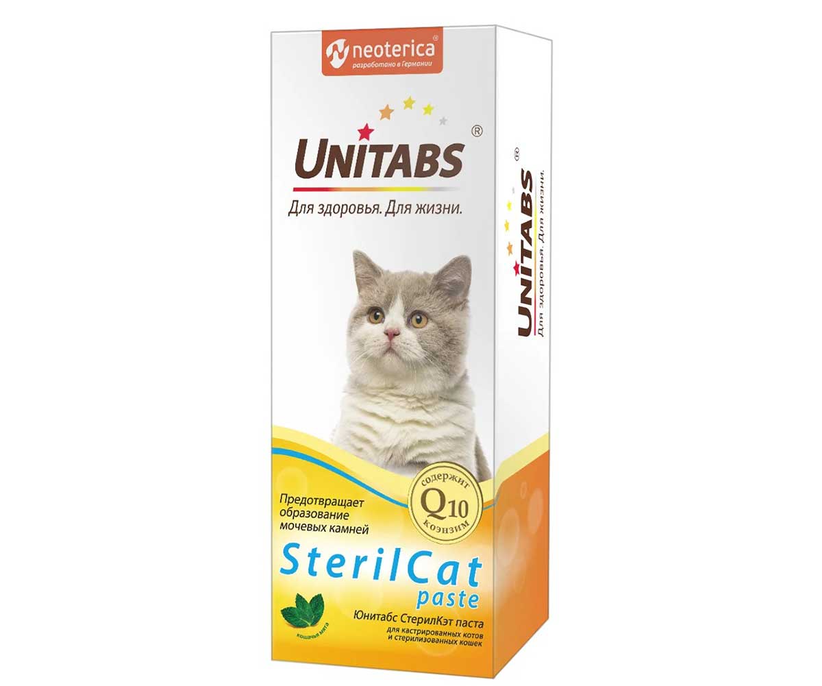 Unitabs (Юнитабс) Sterilcat Паста Для Стерилизованных Кошек и Кастрированных Котов Профилактика МКБ 120мл U306