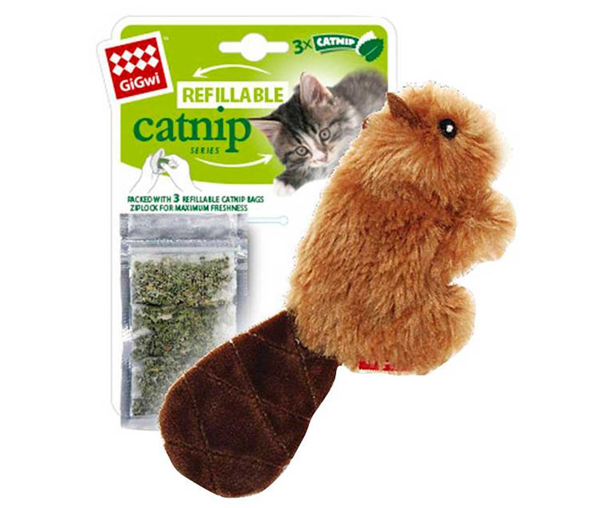 Игрушка Для Кошек Gigwi (Гигви) Бобренок с Кошачьей Мятой 16см 75301