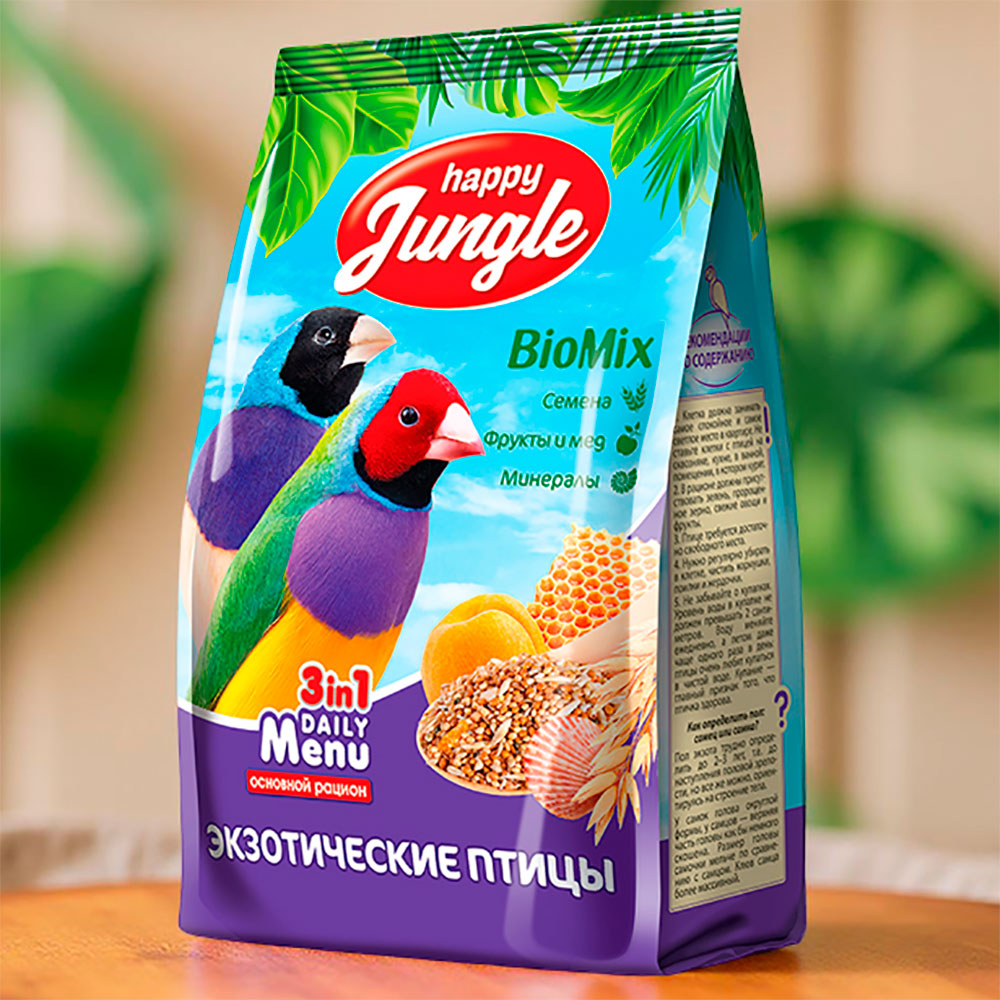 Корм Для Экзотических Птиц Happy Jungle 500г J108