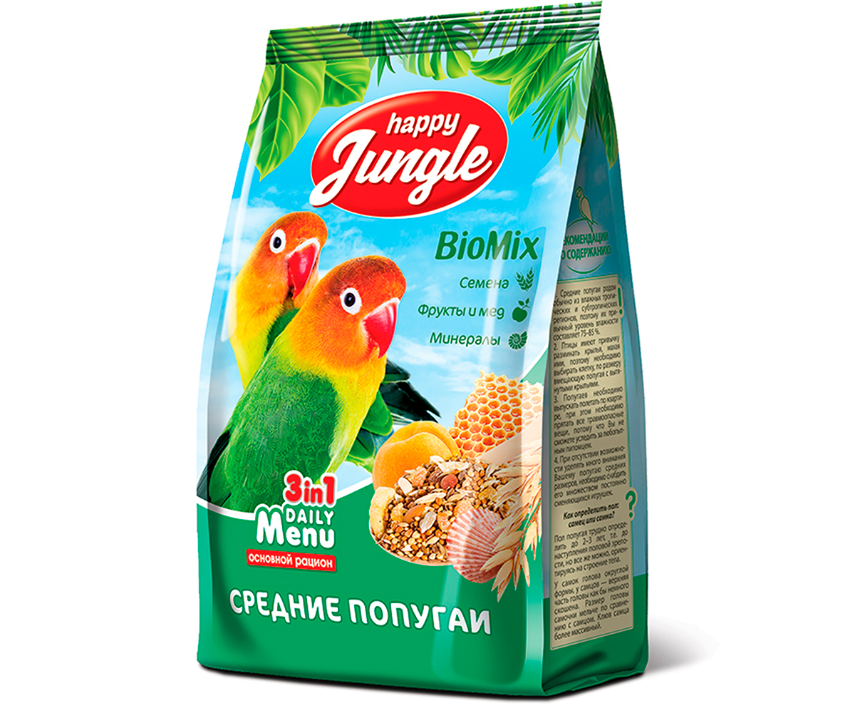 Корм Для Попугаев Средних Happy Jungle 500г J104