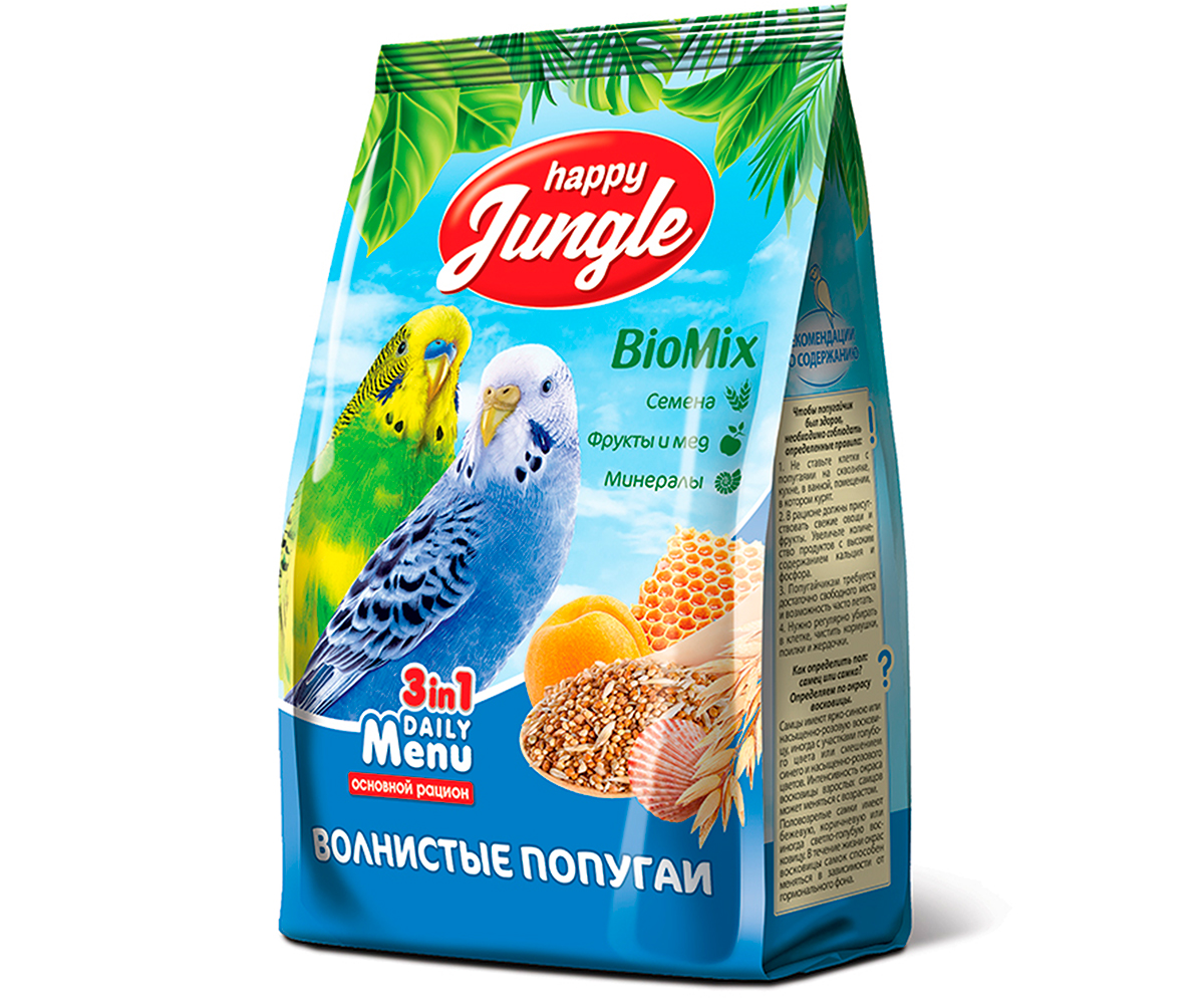Корм Для Волнистых Попугаев Happy Jungle 500г J102