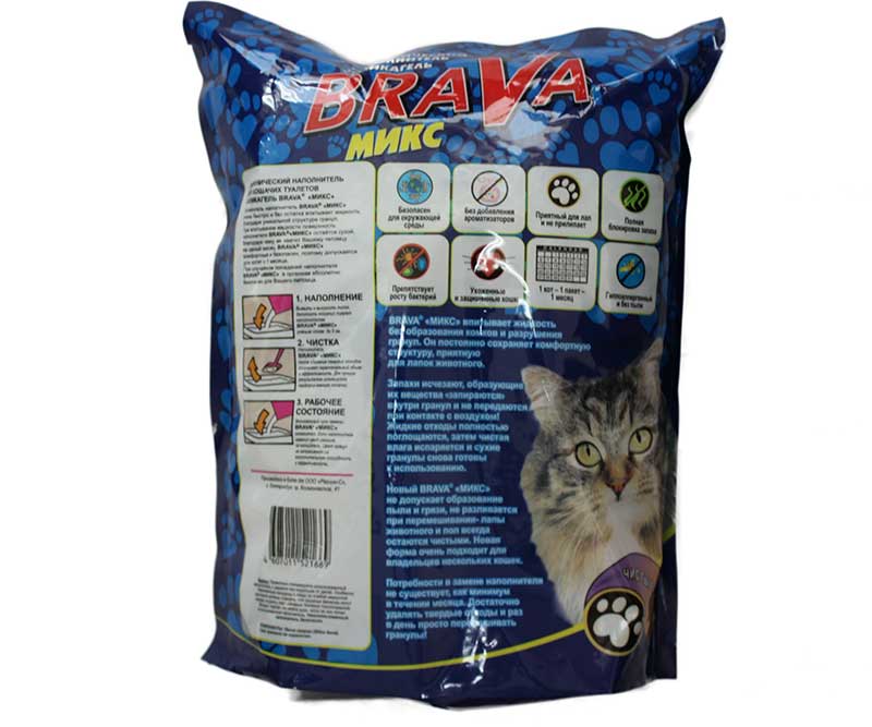 Наполнитель Для Кошачьего Туалета BRAVA (Брава) Микс Силикагель 3,8л (1*8)