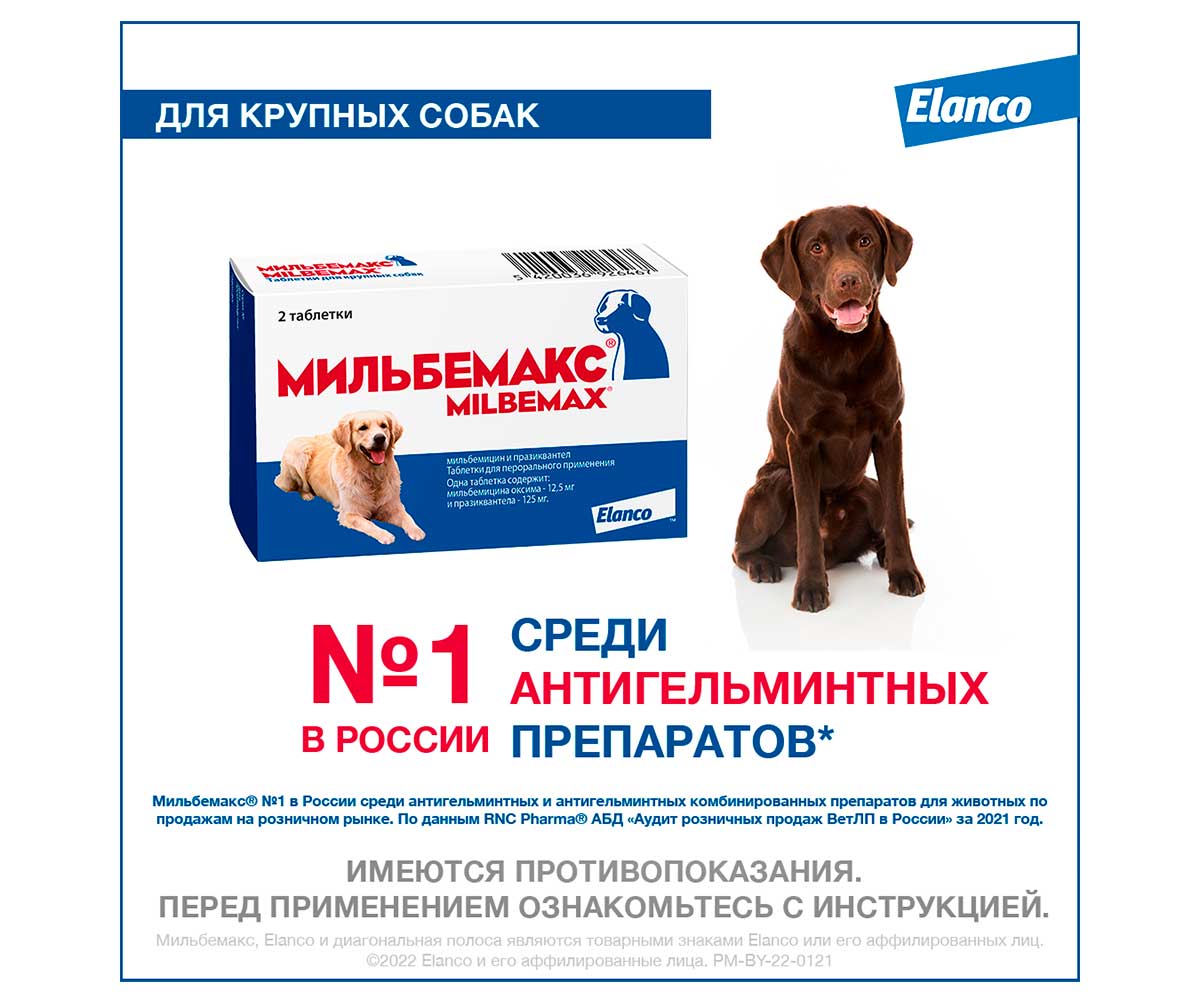 Milbemax (Мильбемакс) Антигельминтик Таблетки Для Собак Крупных Пород 2таб Milbemax Elanco