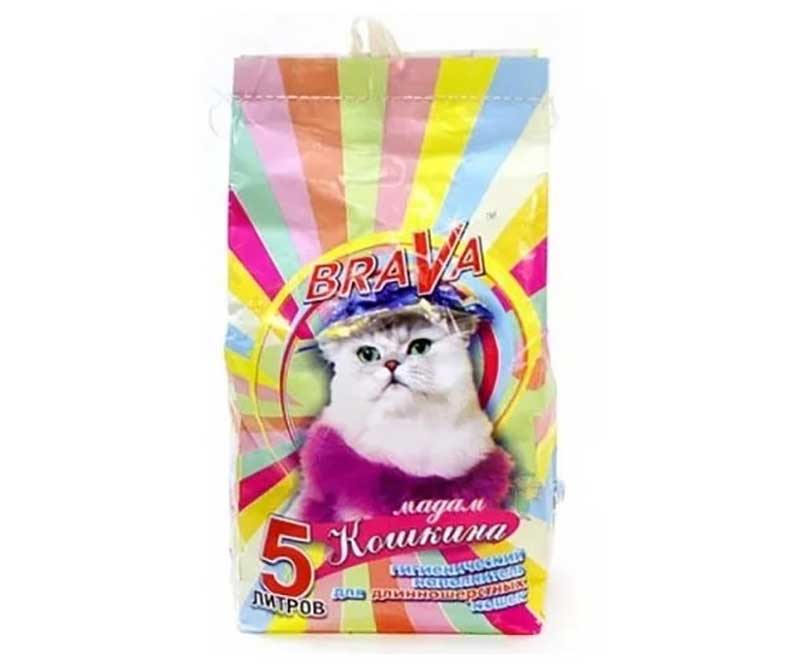 Наполнитель Для Кошачьего Туалета BRAVA (Брава) Мадам Кошкина Для Длинношерстных Кошек 5л (1*4)