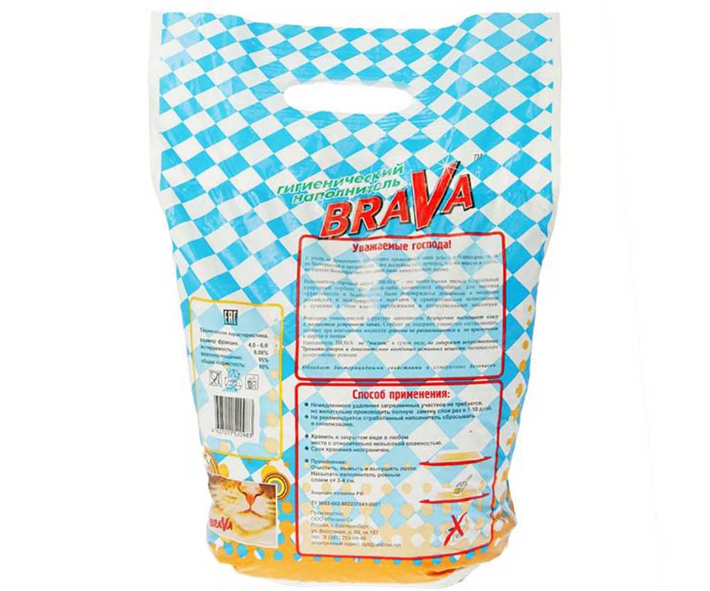 Наполнитель Для Кошачьего Туалета BRAVA (Брава) Сэр Котофей Минеральный Впитывающий 5л (1*4)
