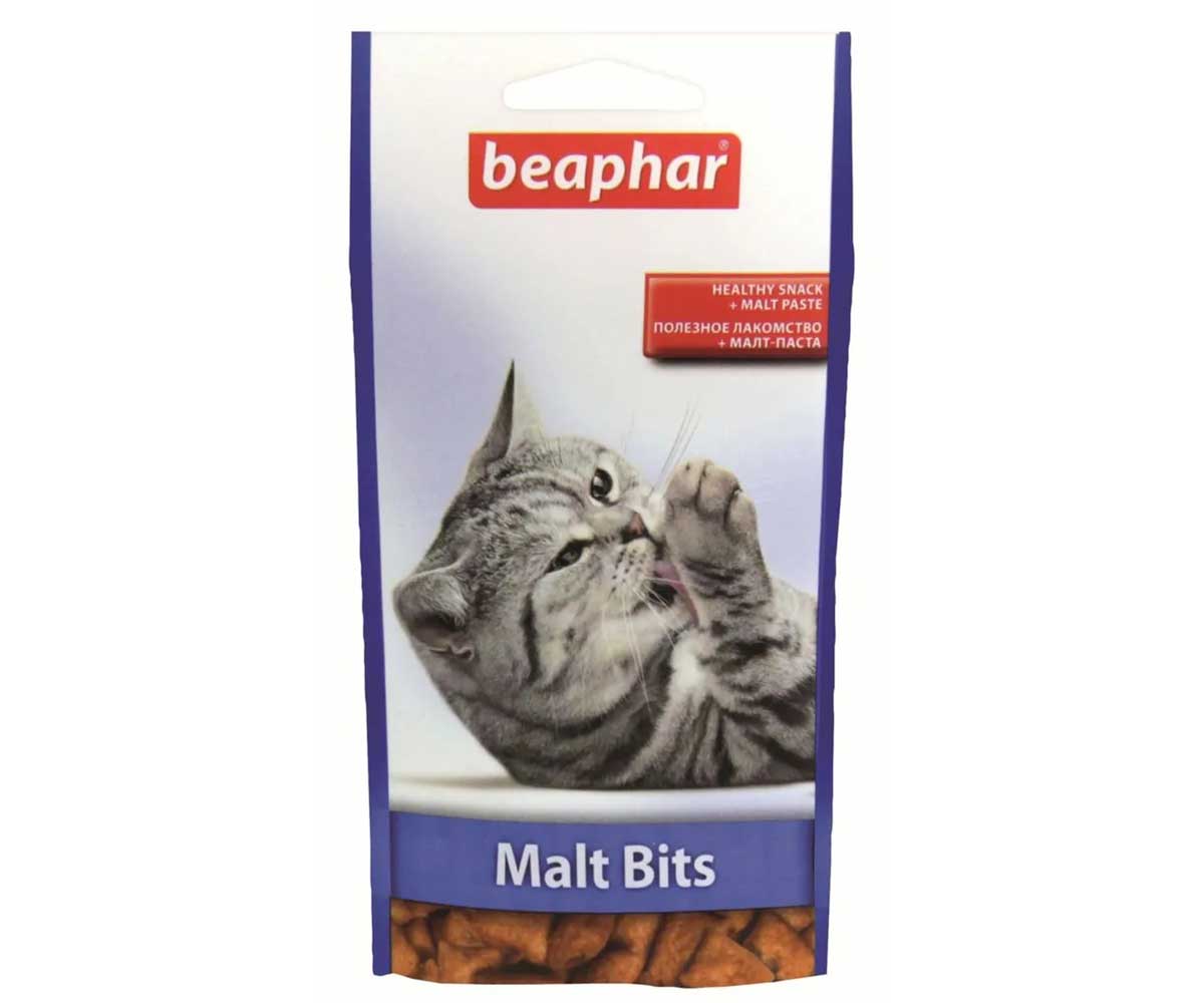 Beaphar (Беафар) Malt Bits Подушечки Для Кошек Для Выведения Шерсти Из Желудка с Мальт Пастой 35г 12622