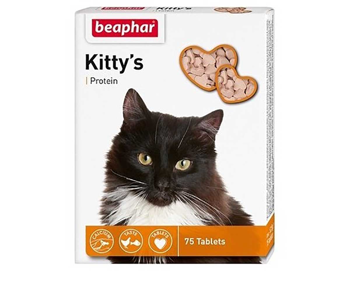 Beaphar (Беафар) Kitty’s + Protein Протеин Сердечки Кормовая Добавка Для Кошек  180шт 12579
