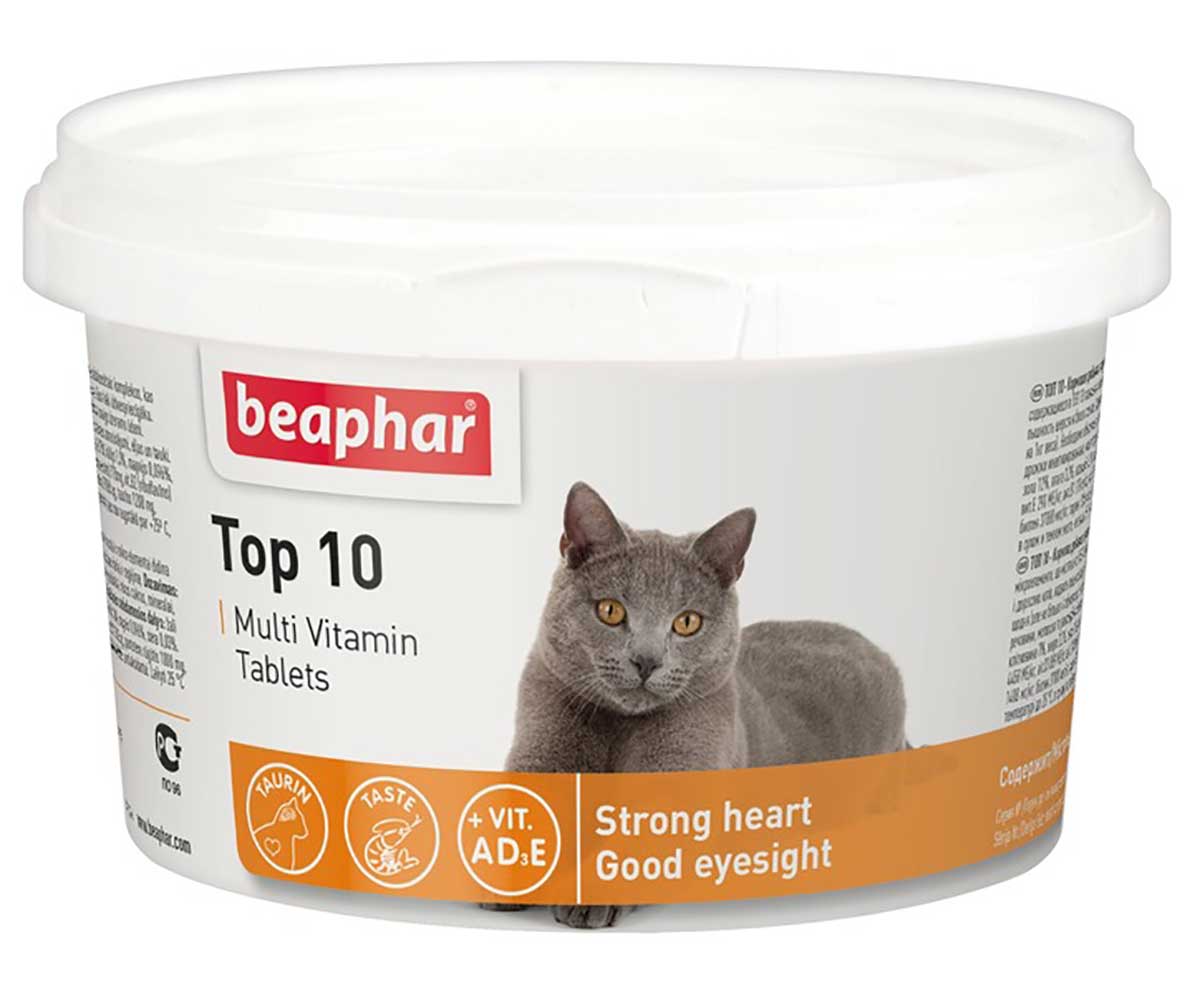 Beaphar (Беафар) Top 10 Multi Vitamin Tablets Кормовая Добавка Для Кошек 180шт 13213