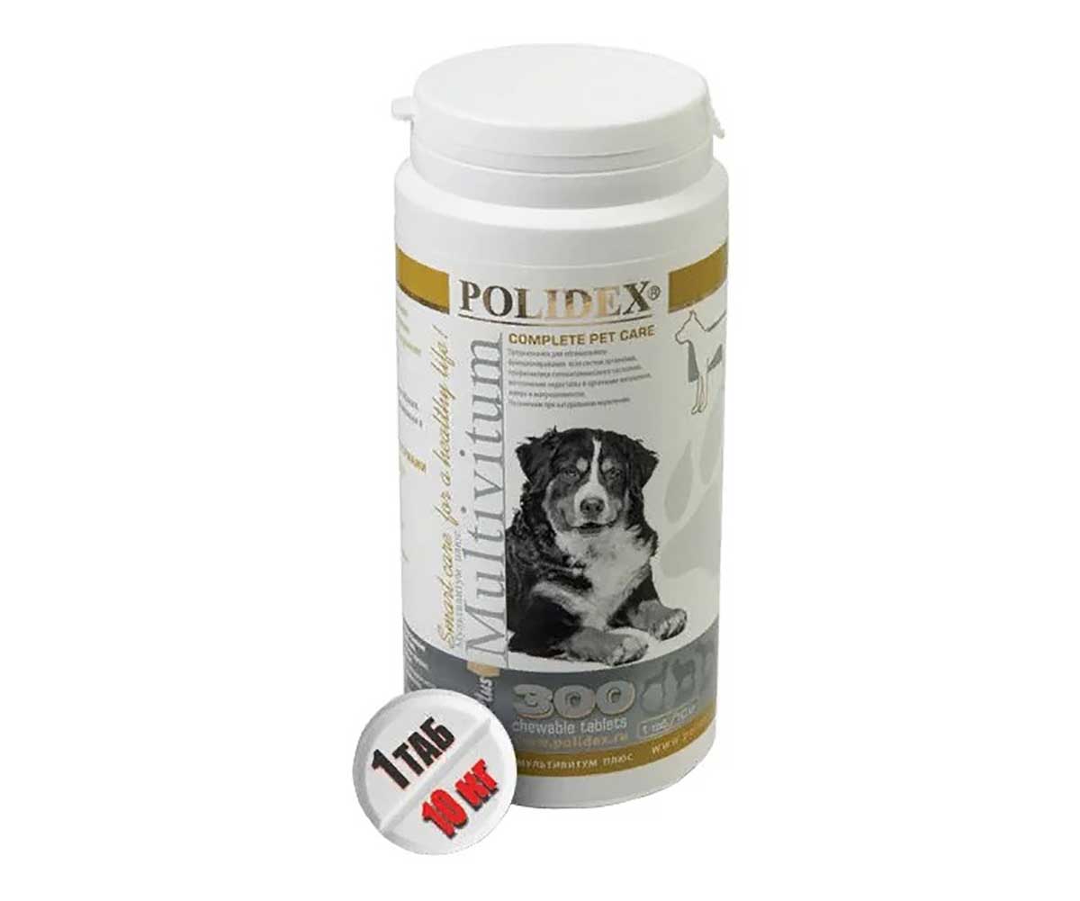 Polidex (Полидэкс) Мультивитум Плюс Multivitum Plus Поливитаминный Комплекс Для Собак Для Профилактики Авитаминоза 300т (1т-10кг)