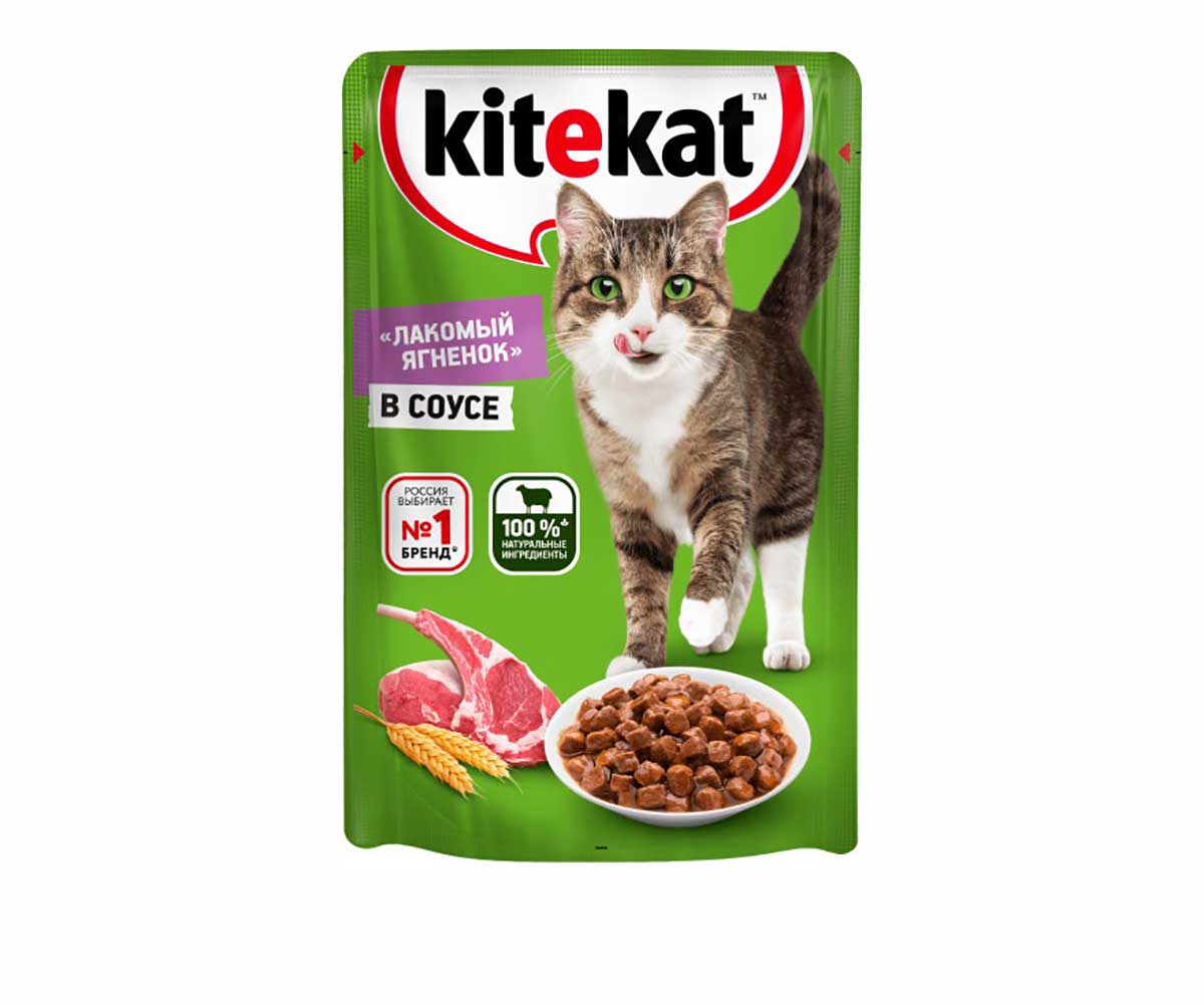 Влажный Корм Kitekat (Китекат) Для Кошек Лакомый Ягненок в Соусе 85г (1*28)