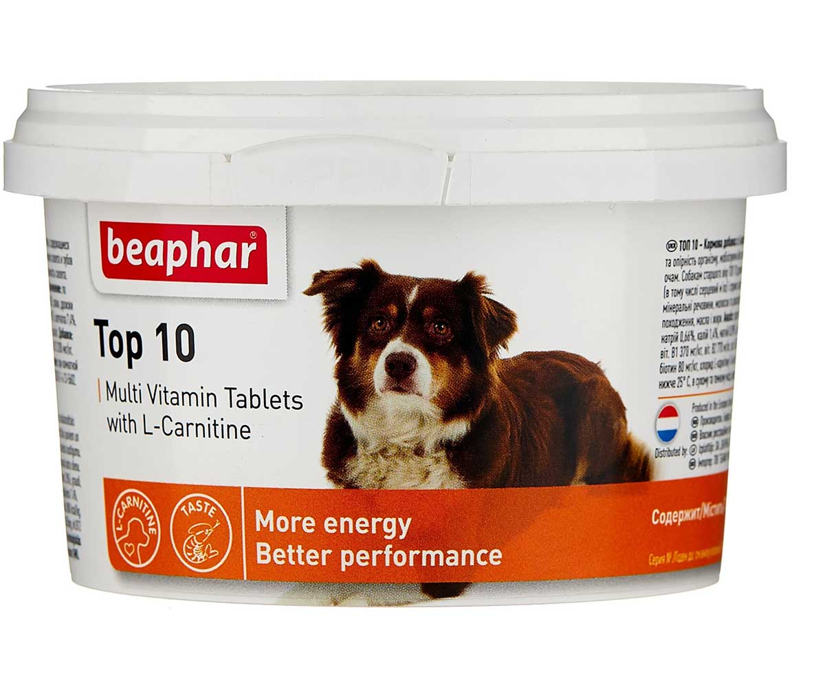 Beaphar (Беафар) Top 10 Multi Vitamin Tabs Кормовая Витаминная Добавка Для Собак 180шт 12542