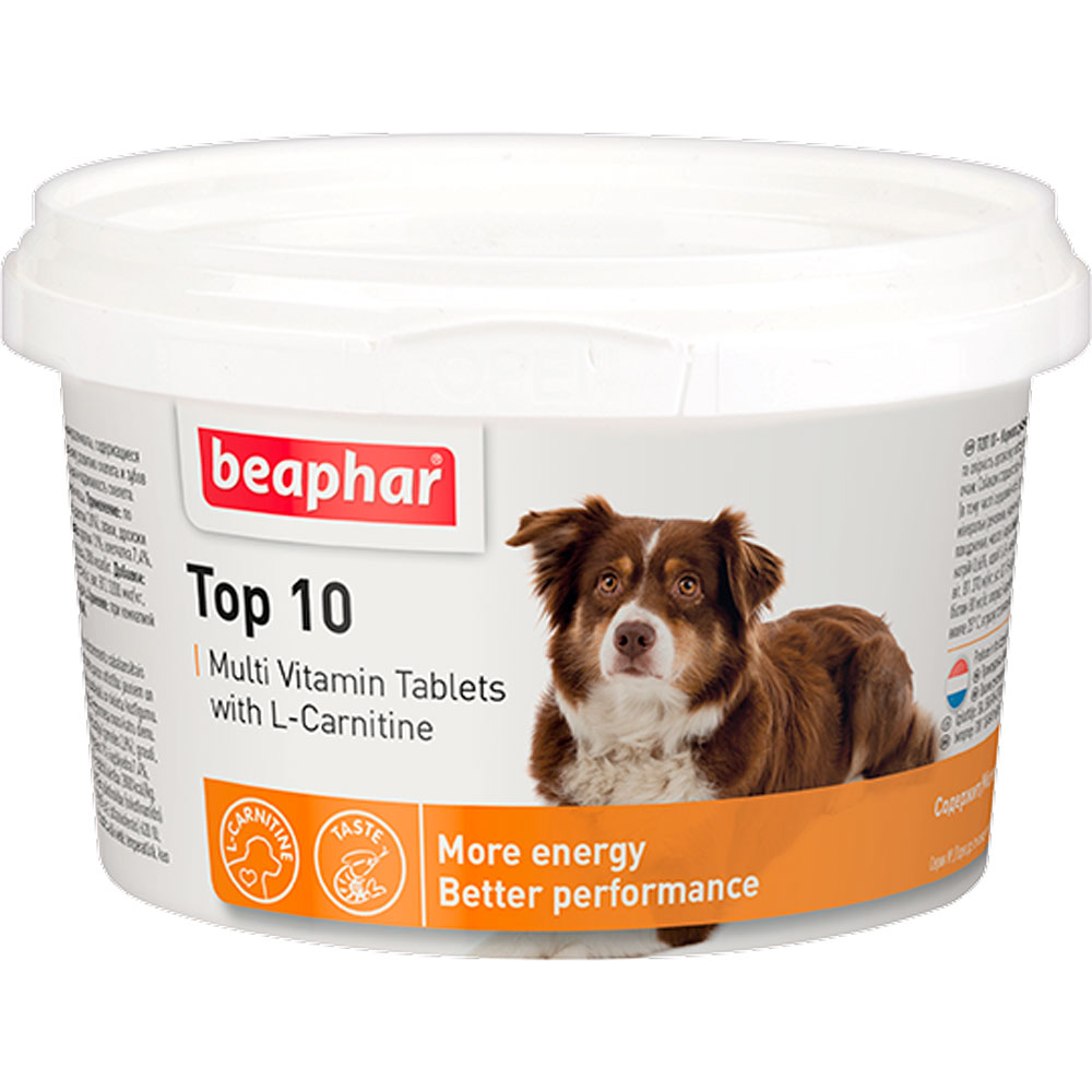 Beaphar (Беафар) Top 10 Multi Vitamin Tabs Кормовая Витаминная Добавка Для Собак 180шт 12542