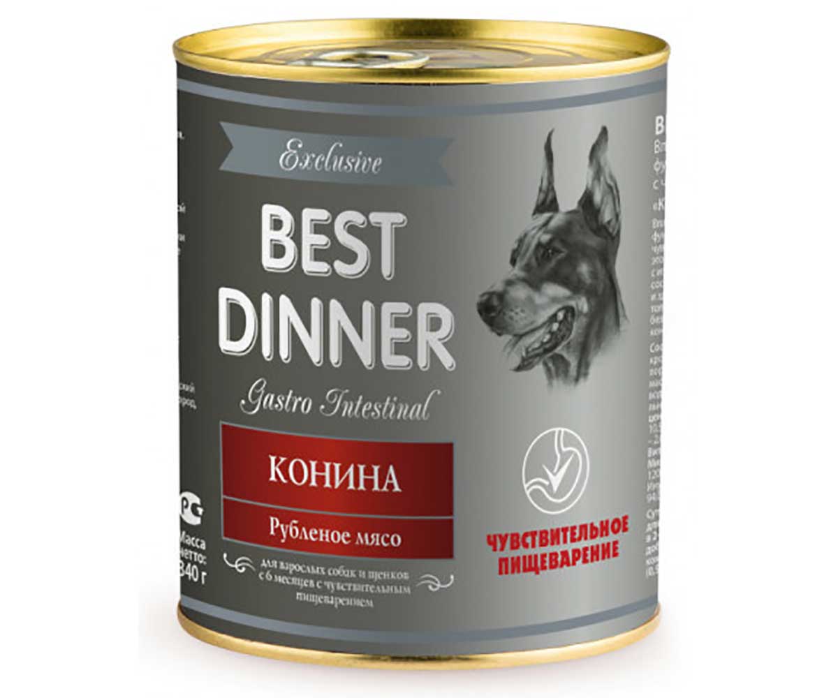 Консервы Best Dinner (Бест Диннер) Для Собак и Щенков Чувствительное Пищеварение Конина Exclusive Gastro Intestinal 340г