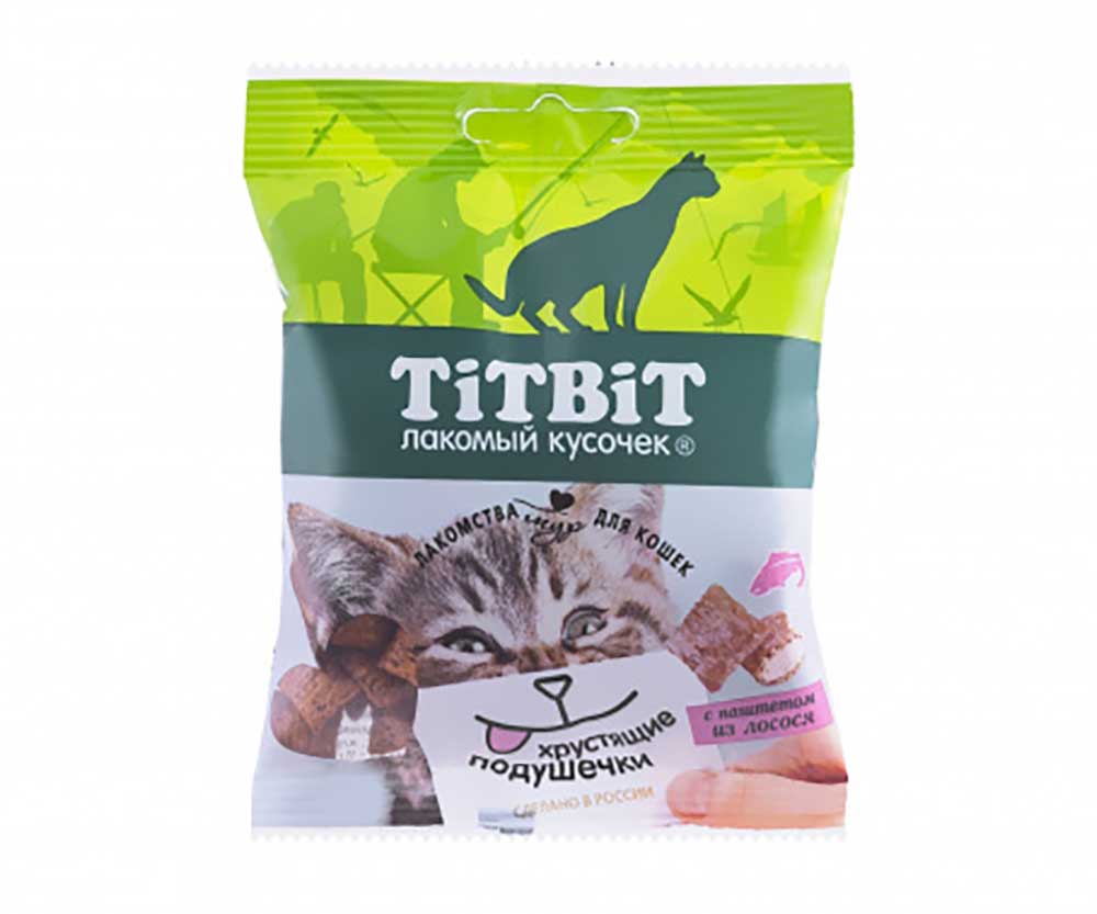 Лакомство Для Кошек TiTBiT (Титбит) Хрустящие Подушечки с Паштетом Из Лосося 30г 3892