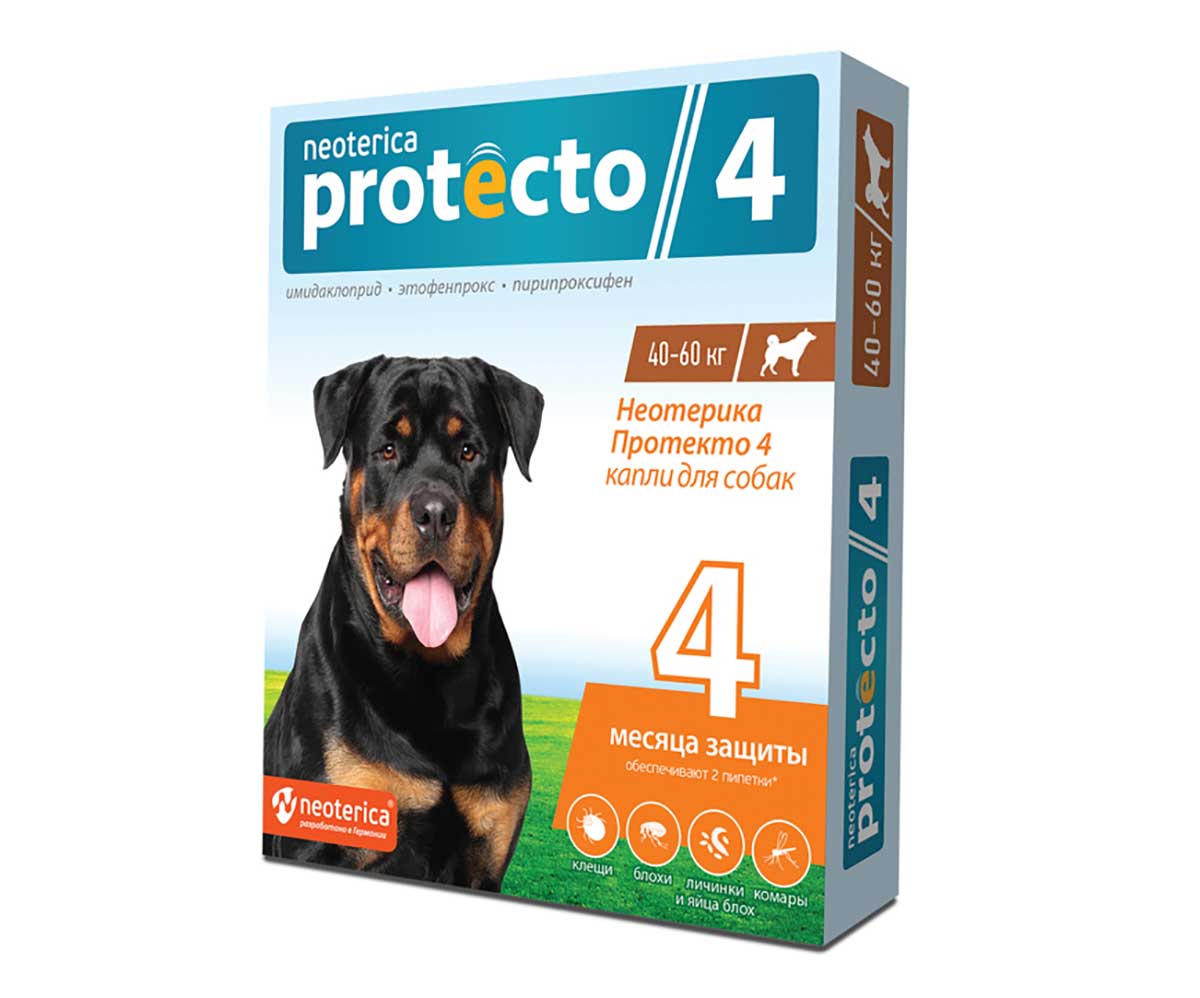 Protecto (Протекто) Капли Для Собак 40-60кг От Блох Клещей и Комаров P305 Neoterica (Неотерика)